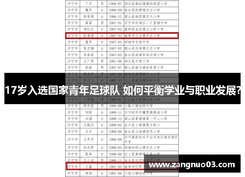 17岁入选国家青年足球队 如何平衡学业与职业发展？